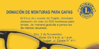 Club de Leones de Trujillo donará monturas para lentes a personas de escasos recursos