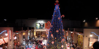 Almendra Gomelsky encendió el Árbol Navideño del Real Plaza