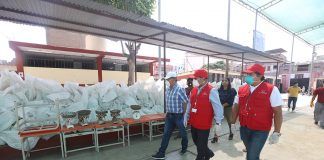Supervisan la entrega de canastas de víveres en los municipios de Trujillo